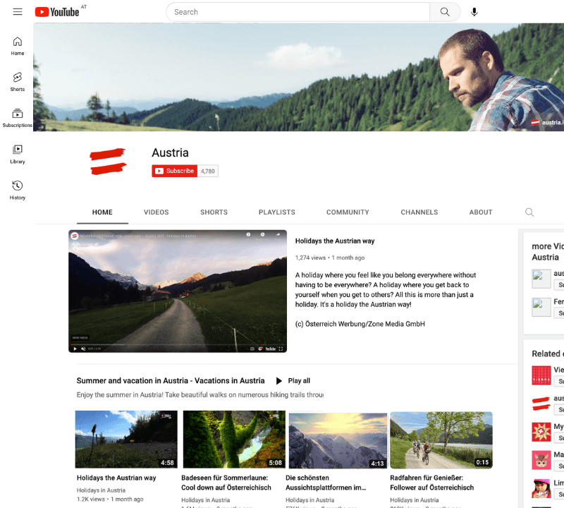 YouTube channel before optimization